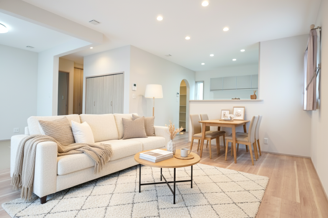 ゆとりをもって過ごせる柔らかな暮らしの家・内観