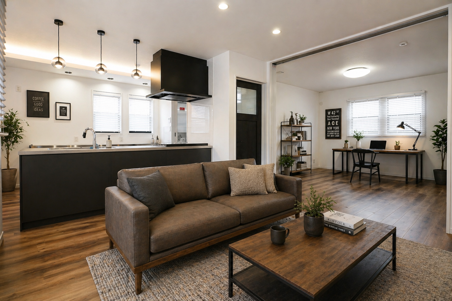 2LDKの平屋で家事も、団らんも、美しく。・内観